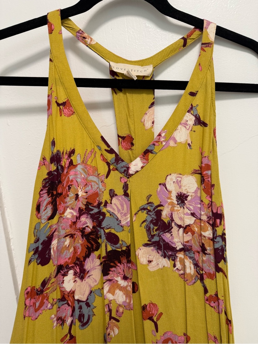 lovestitch Mustard Floral V-Neck Maxi Dress with Racerback